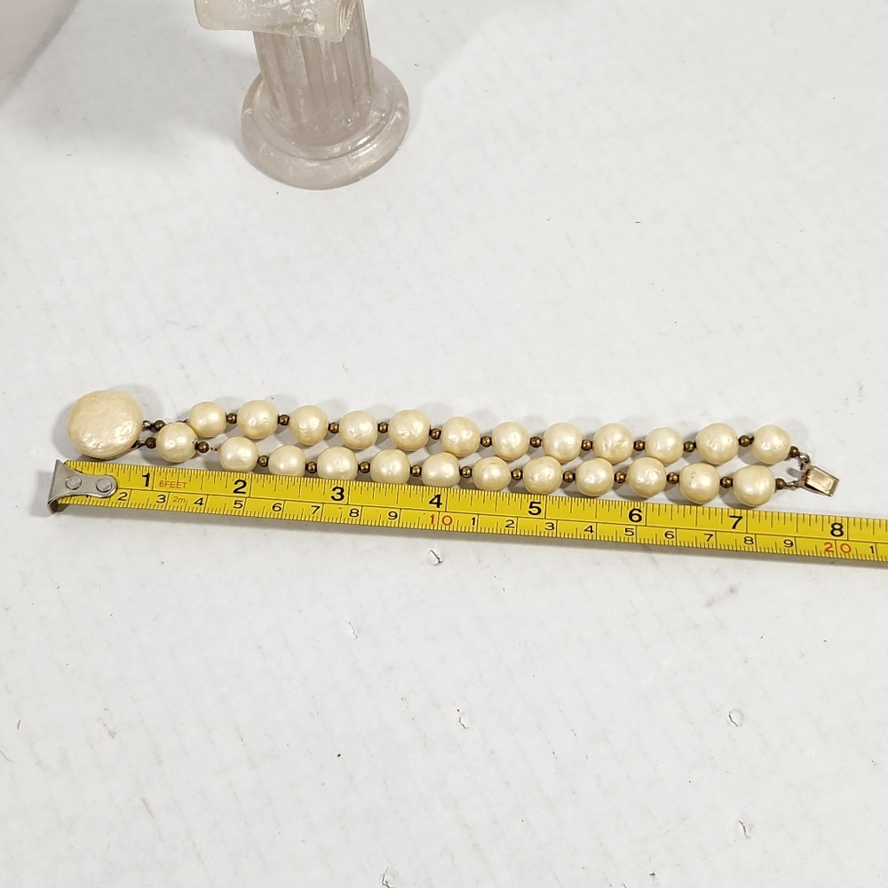 Vintage Antique Baroque glass pearl bracelet w slide clasp - Picture 5 of 10
